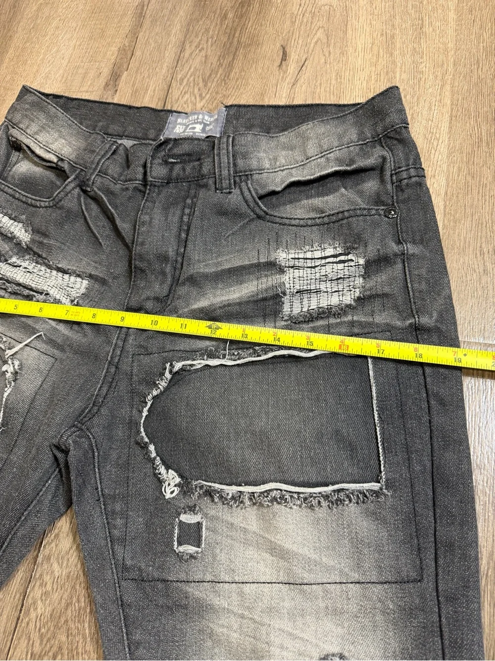 Men's Distressed Black Patchwork Jeans